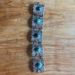 Vintage Silver Bracelet with Green Stones